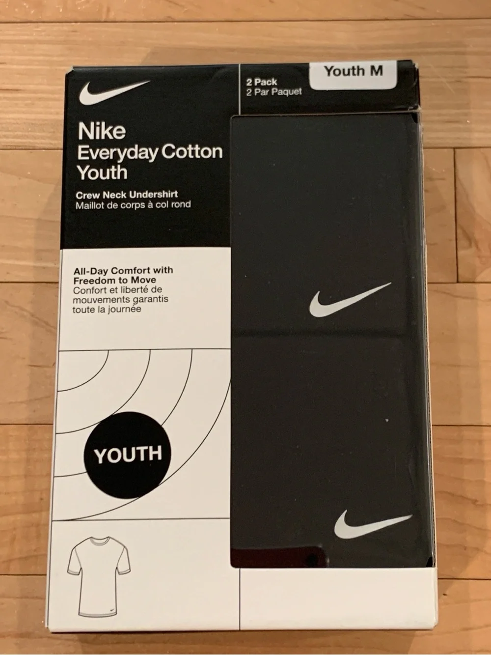 New! Nike Youth Boys Size Medium 10/12 Black Shirts 2-Pack Dri-FIT Undershirts